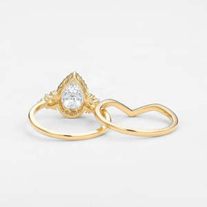 925 argent Vintage Halo rond brillant coupe Moissanite fiançailles ensemble de mariée pour les femmes - Product Image 3