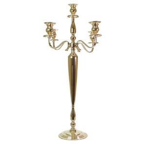 Decoración para Interior, soporte de vela de latón, Pilar grande dorado de lujo, 5 brazos, accesorios de vajilla de estilo real, portavelas de boda - Product Image 5