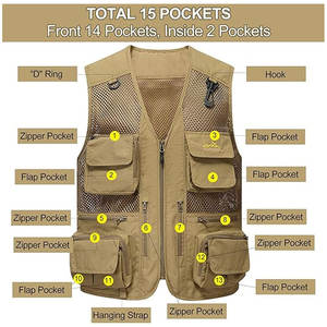 Gilet tactique en coton laine à séchage rapide pour hommes, logo personnalisé, multifonctionnel, décontracté, respirant, pêche, chasse, extérieur - Product Image 2