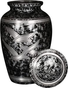 Grande urne en étain avec des oiseaux pour les cendres humaines-Une urne belle et humble pour les restes de vos proches. Cette belle urne - Product Image 5