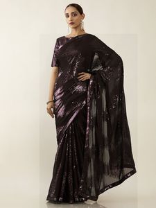 High On Demand Georgette Saree Bordado Secuencia Señoras Wedding Party Wear Blusa sin costuras Disponible a precios al por mayor - Product Image 5