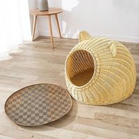 Lit pour chat en rotin moderne et écologique, cage pour animaux de compagnie au design mignon, motif uni, lavable, maison pour animaux de compagnie d'intérieur pour chats et petits chiens, fabriqué en carton