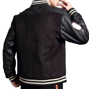 Nueva chaqueta de béisbol para hombre, ropa informal de buena calidad con mangas de cuero, elegante chaqueta de béisbol universitaria para hombre - Product Image 4