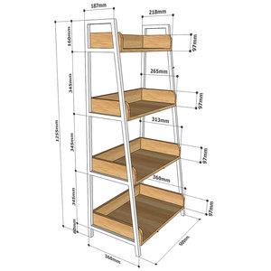 Étagère à livres en contreplaqué à 4 niveaux de style industriel CASAN, minimaliste et gain de place, avec structure en fer pour la maison, le bureau, l'atelier, la chambre - KS68114 - Product Image 4