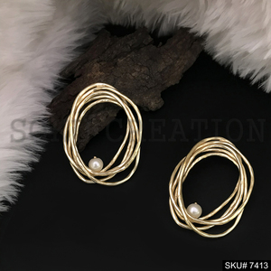 ชุบทองอัญมณีสตั๊ดขนาดใหญ่ต่างหูสไตล์ผลิตภัณฑ์ทําด้วยมือขายส่งสําหรับสาวของขวัญวัตถุประสงค์สไตล์อินเดีย SKU7413 - Product Image 2