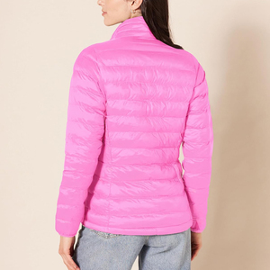 Chaqueta Acolchada Ligera para Mujer, Cuello Alto, Abrigo de Invierno Cálido, Chaqueta Acolchada Elegante de Color Rosa Intenso con Cremallera Completa - Product Image 6
