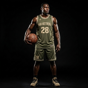 Conjunto de pantalones cortos de baloncesto verde oliva para hombre, uniforme deportivo sin mangas, número 28, ropa de equipo de entrenamiento atlético - Product Image 2