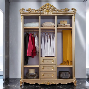 ตู้ไม้มะฮอกกานีหรูหราทันสมัยหรูหราหรูหราหรูหราเฟอร์นิเจอร์บ้านแกะสลักสีทองสำหรับห้องนอนและห้องนั่งเล่น - Product Image 4