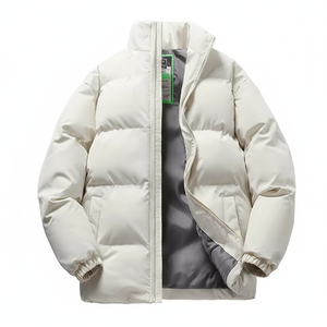 Chaqueta de invierno moderna para hombre, abrigo acolchado holgado de algodón grueso, informal con capucha, cortavientos, teñido liso, para parejas - Product Image 1