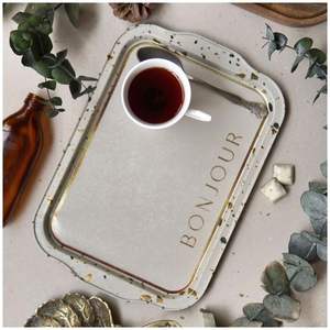 ถาดโลหะหินขัดสี่เหลี่ยมขนาด215x316มม. พร้อมที่จับสำหรับเสิร์ฟ - Product Image 4