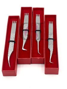 Pince à épiler professionnelle d'extension de cils en acier inoxydable argenté de nouvelle conception de couronne avec votre propre outil de beauté de Logo personnalisé - Product Image 5