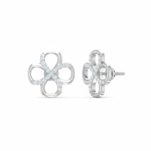 Pendientes de Oro de 14K y Diamantes con Diseño de Trébol Abierto |   Diamante de Corte Brillante Redondo de 0.17 Quilates - Product Image 1