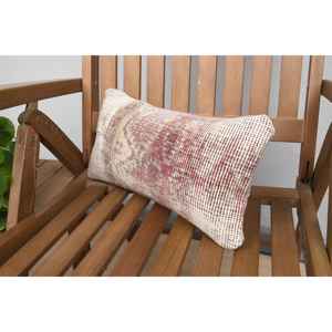 Luxury Wool Kilim Pillow 8x16 Inch Beige Rustic Design with <b>Vintage</b> Fluffy Floral Print Patterns Woven Silk Portable <b>Bedding</b> - Product Image 3