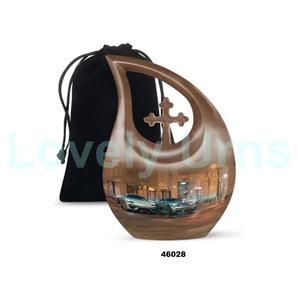 Vente chaude beau coucher de soleil voiture larme crémation adulte urne pour cendres humaines décoratif grande croix urne funéraire - Product Image 3