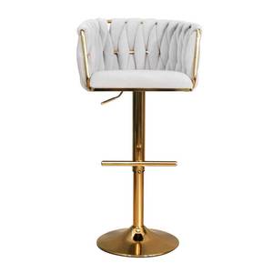 Contemporary High <b>Bar</b> <b>Stool</b> with Thick Yarn Weaving and <b>Adjustable</b> Height Iron Base (GAK-058) - Product Image 2