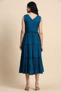 Robe midi respirante anti-rides pour femmes Trendmalls, manches 3/4, rayonne, style formel, motif uni, teinture unie, taille naturelle - Product Image 4