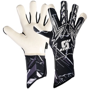 Black Custom Design Non-Slip Breathable Lightweight Full <b>Finger</b> Hand Grips Football Goalkeeper Gloves for Soccer Sports - Product Image 1