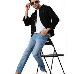Veste en jean pour hommes sur mesure fabriquée en usine pour hommes Slim Fit Vêtements d'extérieur décontractés Veste boutonnée en jean en coton pour hommes - Product Image 5