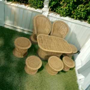 ชุดเก้าอี้หวายไม้ไผ่ธรรมชาติแบบสานเป็นมิตรต่อสิ่งแวดล้อมชุดโต๊ะในร่มกลางแจ้งร้านอาหารเฟอร์นิเจอร์สำหรับใช้ในโรงแรม - Product Image 5