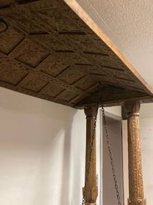 Handgesneden massief teakhouten schommelstoel met kap, minimalistisch design, waterdichte kussens, geschikt voor <span class=keywords><strong>2</strong></span> personen, voor buitengebruik in het park. - Product Image 6