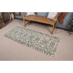 Tapis turc vintage, tapis de 2,7 x 6,3 pieds, tapis floral gris brun - Product Image 1