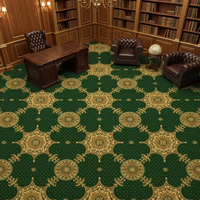 Dalles de moquette carrées de luxe, design baroque vert classique, antistatiques, sur mesure, résistantes, pour hall d'hôtel de prestige