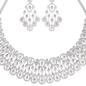 Venta caliente joyería nupcial India conjunto de collar de boda joyería de boda Venta caliente conjuntos de joyería nupcial de gota de agua chapada en oro - Product Image 6