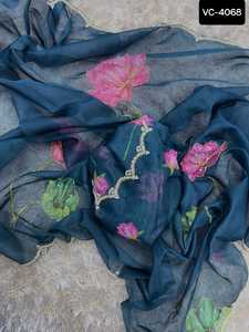 Nuevo diseñador Heavy Faux Georgette Impresión digital y Hend Work Party Wear y Festival Wear Sari con piezas de blusa de seda Organza - Product Image 2