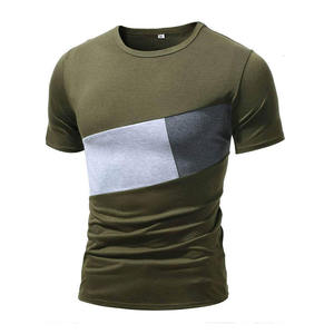T-shirts pour hommes en coton respirant à manches courtes et col en V, tricotés, de haute qualité, décontractés, surdimensionnés, couleur unie, mode été - Product Image 1