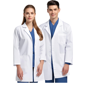 Otoño e Invierno, bata de laboratorio de manga larga Unisex, tela tejida gruesa azul y blanca, uniformes para médicos, trabajadores de fábricas de alimentos - Product Image 4