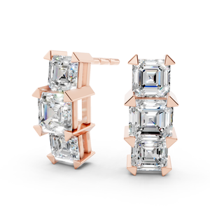 Pendientes clásicos chapados en oro blanco para mujer, joyería fina al por mayor con diamantes de corte Asscher cultivados en laboratorio sintético múltiple personalizados - Product Image 1