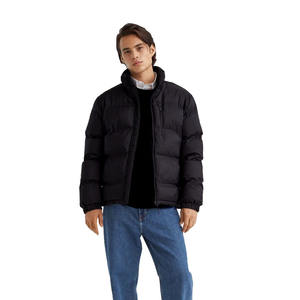 2023 hiver hommes matelassé bulle veste col montant avant fermeture éclair poches noir toile col montant avant fermeture éclair poches grand - Product Image 2