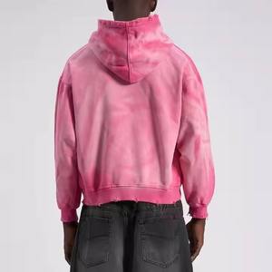 Sweat à capuche en coton de qualité supérieure avec logo entièrement personnalisé Pull à capuche en éponge française Boxy Acid Wash Distressed Sun Faded Hoodies - Product Image 2