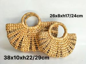 Jacinthe d'eau tissée à la main de façon unique Sac pour femme écologique Fermeture ouverte florale Deux poignées Capacité de 1L Utilisation en extérieur Café Dates - Product Image 3