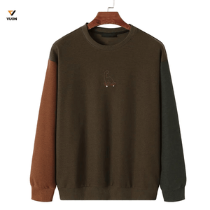 Sudadera de cuello redondo hecha a medida OEM para hombre 100% algodón de alta calidad liso teñido 3D bordado Logo invierno logotipo personalizado - Product Image 1