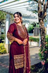 Ropa de fiesta, pantalón Kurti con Dupatta, secuencia bordada, trabajo, vestido tradicional, traje, ropa funcional, hermosa combinación de colores - Product Image 2