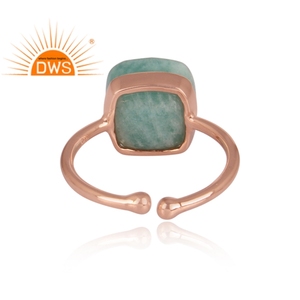 Dernière conception faite à la main en argent sterling plaqué or rose Amazonite naturelle bague réglable fabricant de bijoux - Product Image 4