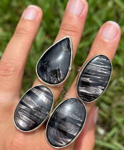 Bague ovale en argent sterling 925 avec pierre précieuse hyperstène originale, tendance et très vendue, prix d'usine, bijoux pour femmes - Product Image 1