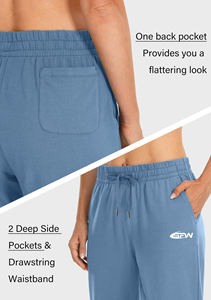 <b>Women</b> Wholesale Bulk Custom <b>Lounge</b> Joggers High Waist Elastic Waistband Cotton Polyester Blend Blank OEM Factory Sportswear - Product Image 5