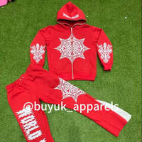 Por encargo Streetwear Sweatsuit Heavyweight 500 GSM Logotipo personalizado Pantalla impresa Full Zip Hoodie Flare Sweatsuit 100% algodón