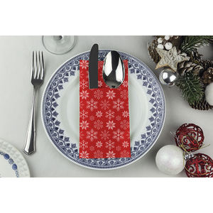 Servilletas de Bolsillo Kanguro con Estampado de Estrellas Blancas sobre Fondo Rojo, 40x40cm, Toallitas Secas Suaves, 240 Unidades, B2B - Product Image 1