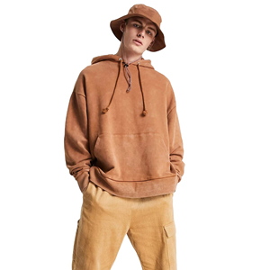 Sweat à capuche unisexe délavé à la pierre, 100% coton, surdimensionné, lavé à l'acide, pull, sweat-shirt long, polaire, logo personnalisé, hiver et automne - Product Image 1