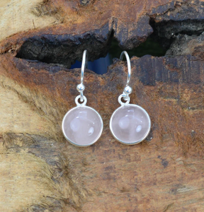 Rose Rose Quartz En Forme De Pierres Précieuses Crochet Boucle D'oreille En Argent Sterling 925 À La Main Christian Bijoux Octobre Mois Pierre De Naissance Cadeau pour - Product Image 1