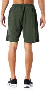 Pantalones cortos de gimnasio personalizados OEM para hombre, poliéster negro, patrón sólido, teñido liso, transpirable, cierre elástico medio, entrenamiento deportivo para Fitness - Product Image 3