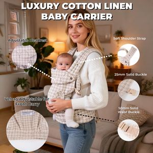 Porte-bébé en coton et lin pour le soutien lombaire, sac de transport pour bébé, pour un usage domestique, porte-bébé enveloppant - Product Image 3