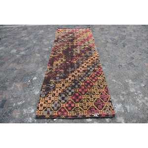 พรมขนแกะสีน้ำตาลสไตล์ชนเผ่าคลาสสิก3.1 x 8.5ft สไตล์ตุรกีมีการออกแบบเย็บปะติดปะต่อกันด้านหลังของยางสำหรับห้องนั่งเล่นห้องโถงสี่เหลี่ยมผืนผ้าลาย - Product Image 1