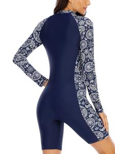 Maillot de bain une pièce pour femme, protection UV UPF 50, rembourré, fermeture éclair sur le devant, combinaison de surf imprimée, sport - Product Image 4