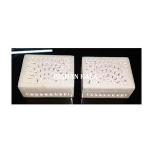 Boîtes en marbre blanc de haute qualité, de forme rectangulaire, design pur et magnifique, marbre poli blanc véritable, sculpté à la main - Product Image 1