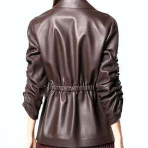 Veste en cuir pour femme à la vente chaude, fermeture éclair, manches longues, chaude, coupe-vent, rembourrage en coton, respirante, marque personnalisée, prix bas - Product Image 2