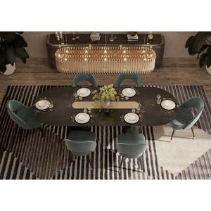 BERTOIA STABLE ASSEMBLED OVAL DINING <b>TABLE</b> SET Solid Wood and Marble <b>Square</b> Shape for <b>Kitchen</b> Use for House - Product Image 6